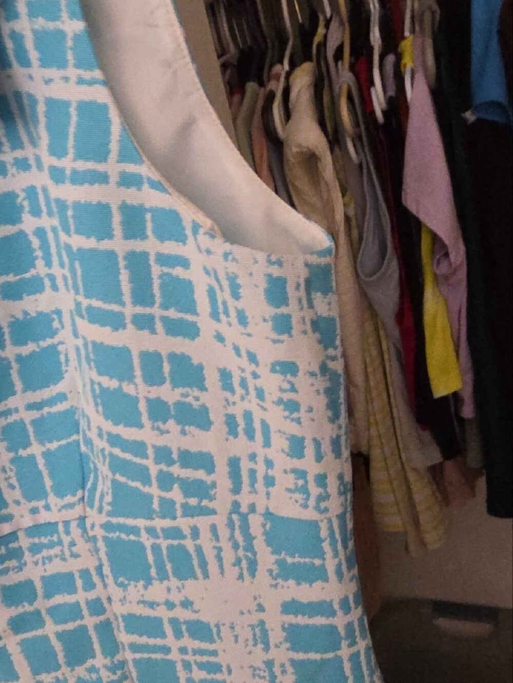 Tahari Aqua and White Plaid Midi Dress - Picture 6 of 10